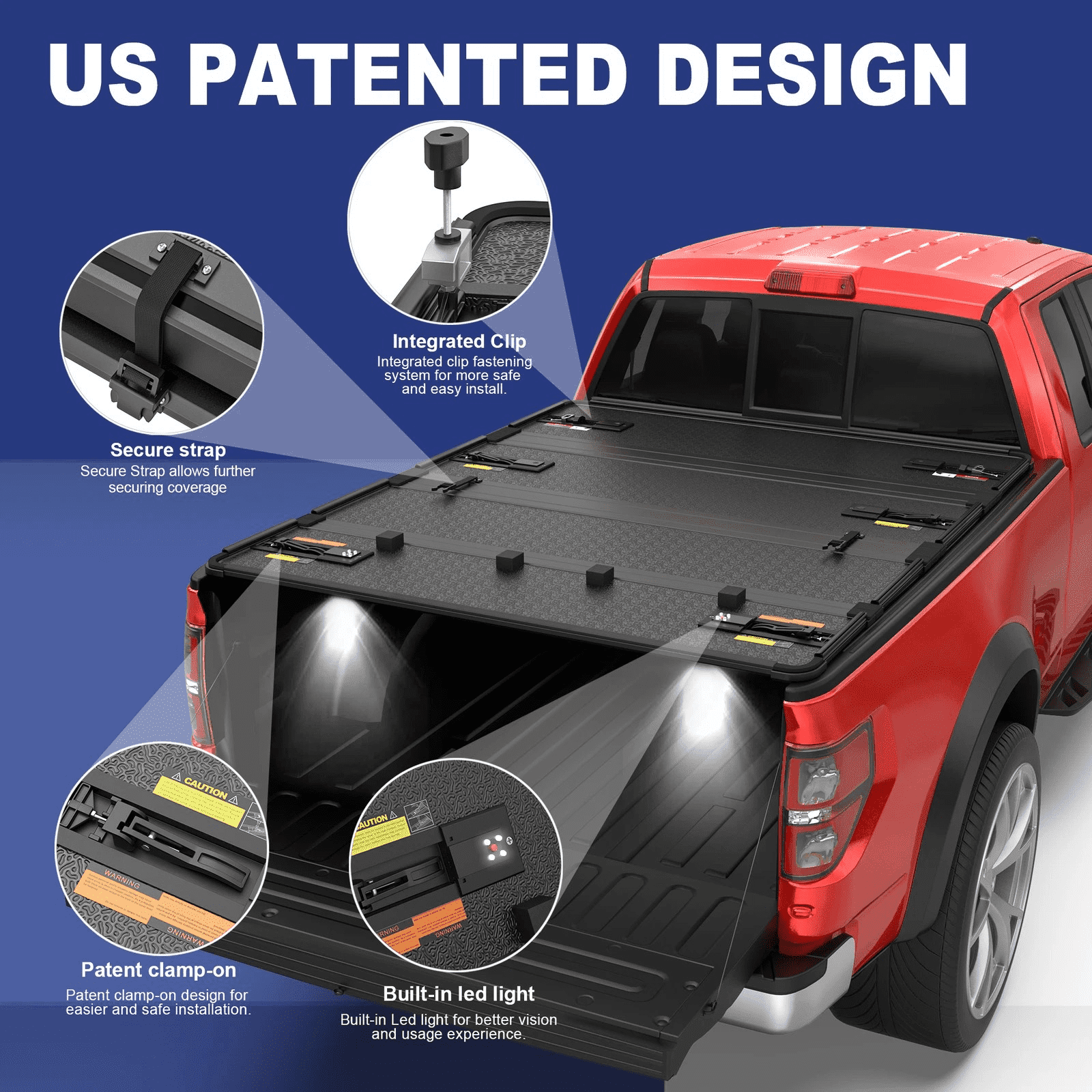 MOSTPLUS 4-Fold 5.5FT Hard Truck Bed Tonneau Cover for 2016-2026 Ford F150 F-150 On Top