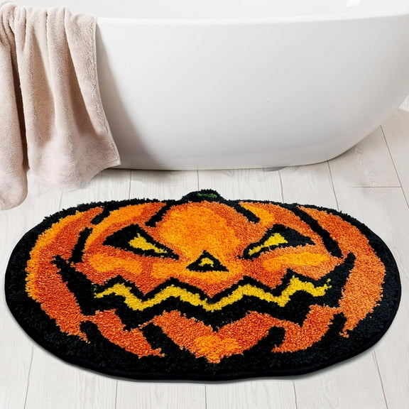 ShowNiceArt Latch Hook Rug Kits Halloween Bathroom Rugs, Halloween Pumpkin | Holiday Cute Pumpkin Decor Non-Slip 16x24 Inches