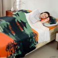 thumbnail image 4 of Manfei Minimal Fuji Full Size Sheets for Girls Women, Pagoda Sunset Bed Sheets, Green Orange Black 4-Piece, 1 Flat Sheet, 1 Fitted Sheet and 2 Pillowcases, 4 of 6