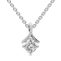 Diamond Pendant Necklace For Women | 5 Carat IGI Certified Princess Shape Lab Grown Diamond | Priscilla Slider Lab Diamond Pendant Necklace 14K White Gold | FG-VS1-VS2 Quality | Friendly Diamonds
