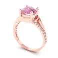 thumbnail image 2 of Solitaire with Accents Engagement Ring for Women - 1.71ct Simulated Pink Diamond in 14K Rose Gold Promise Ring, 2 of 6