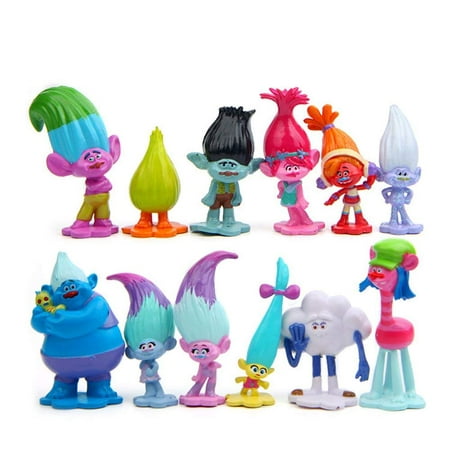 DreamWorks Trolls Toys Figures Set of 12, Trolls Cake Topper for Kids Party Supplies,Poppy,Branch and
