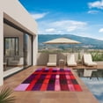 thumbnail image 3 of Red Purple Outdoor Rug for Patio/Deck/Porch, Non-Slip Large Area Rug 6 x 9 Ft, Striped Plaid Modern Abstract Oil Painting Indoor Outdoor Rugs Washable Area Rugs, Reversible Camping Rug Carpet Runner, 3 of 8