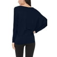 thumbnail image 3 of Women's Solid Long Sleeve Jersey Dolman Style Boat Neck Casual Tee Top S-3XL, 3 of 5