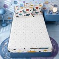 thumbnail image 4 of Erosebridal Minimal Sketch Space Craft Zipper Twin Comforter Sets with Fitted Sheet and 2 Pillowcases,Dot Star Cosmic Backdrop Zipper Bedding Set,White Blue Orange,4-Piece,Reversible, 4 of 6