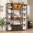 thumbnail image 6 of Cikuso Bar Cabinet with LED Light/Charging Station/Wine Holder Racks, Liquor Display Shelf Storage Cabinet, Black, 6 of 9