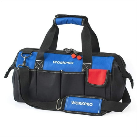 WORKPRO 18-inch Close Top Wide Mouth Storage Tool Bag with Adjustable Shoulder Strap, Sturdy Bottom