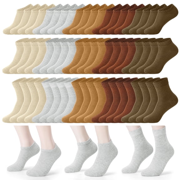 Loritta Secret Women Socks 30 Pairs (10 No Show 10 Ankle 10 Crew) Casual Breathable Soft Bulk Socks for Woman