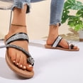 thumbnail image 5 of Dakaela Women's Flat Sandals Sparkly Rhinestone Ring Toe Summer Slides Flip Flops Ladies Dressy Casual Beach Slip on Slippers Shoes Black Size 6.5, 5 of 9