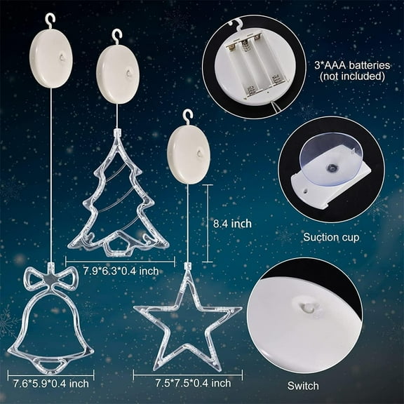 PATLOLLAV Christmas Window Silhouette Lights Decorations, Lighted Snowflake, Xmas Tree, Bell and Star Christmas Window Light Decoration for Holiday Indoor Outdoor Wall Door Glass Decorations