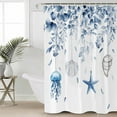 thumbnail image 2 of Extra Long Shower Curtain 72x84 Inch, Blue Coastal Shower Curtain Waterproof Bathroom Decor Summer Eucalyptus Leaves Beach Ocean Starfish Nautical Fabric Bath Curtain Set Accessories with Hooks, 2 of 6