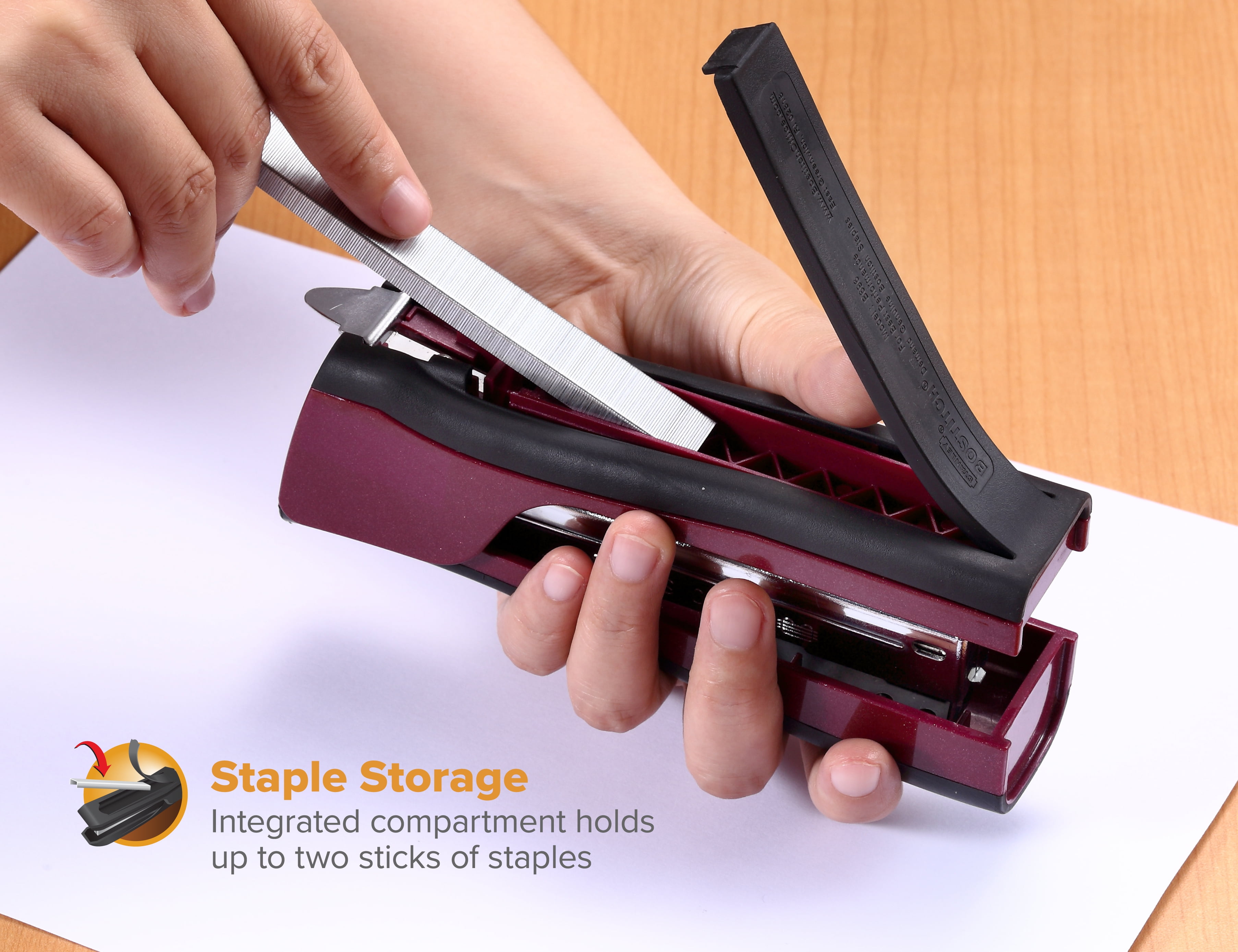Staple Remover and Staple Storage Magenta Stand-Up Stapler with Built-in Pencil Sharpener 