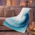 thumbnail image 6 of Curling Blue Ocean Wave with Soft Aqua Foam, Coastal Surf Art for Beach Lovers, Birthday Gift, Soft Flannel Blanket for Bedroom and Lounge, Fresh Ocean Home Decor, 6 of 9