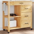 thumbnail image 4 of vidaXL Chariot de Cuisine Roulant sur Roues Salon Bois Massif Pin, 4 of 6