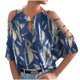 thumbnail image 1 of Ichuanyi Womens Swimsuits Clearance Sexy Women Casual Printed Half Sleeve Halter Necklace Clod Shoulder Pullover Blouse T-shirt Tops Ichuanyi Ichuanyi, 1 of 5
