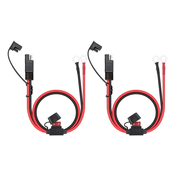 Arnés de cableado,Arnés de terminales SAE a anillos O con fusible de 10 A,Conector de 2 pines del arnés de cableado del terminal SAE del automóvil,Cable de lengüeta de anillo de alambre de