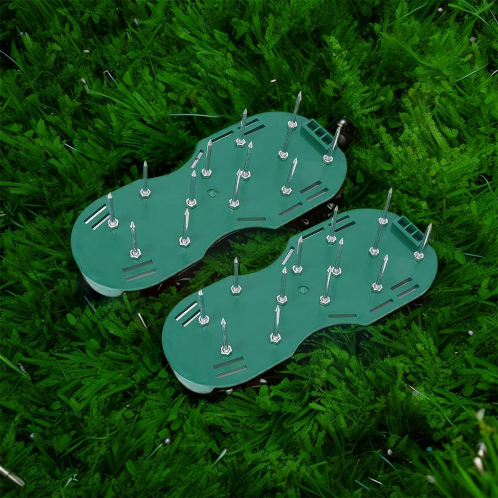 Aerator Lawn Tool Garden Nail Shoes Grass Loose Soil Tool 4cm Long Nail Lawn Aerator Spikes Shoes Self-Leveling Epoxy Yard Cultivator(Green A)