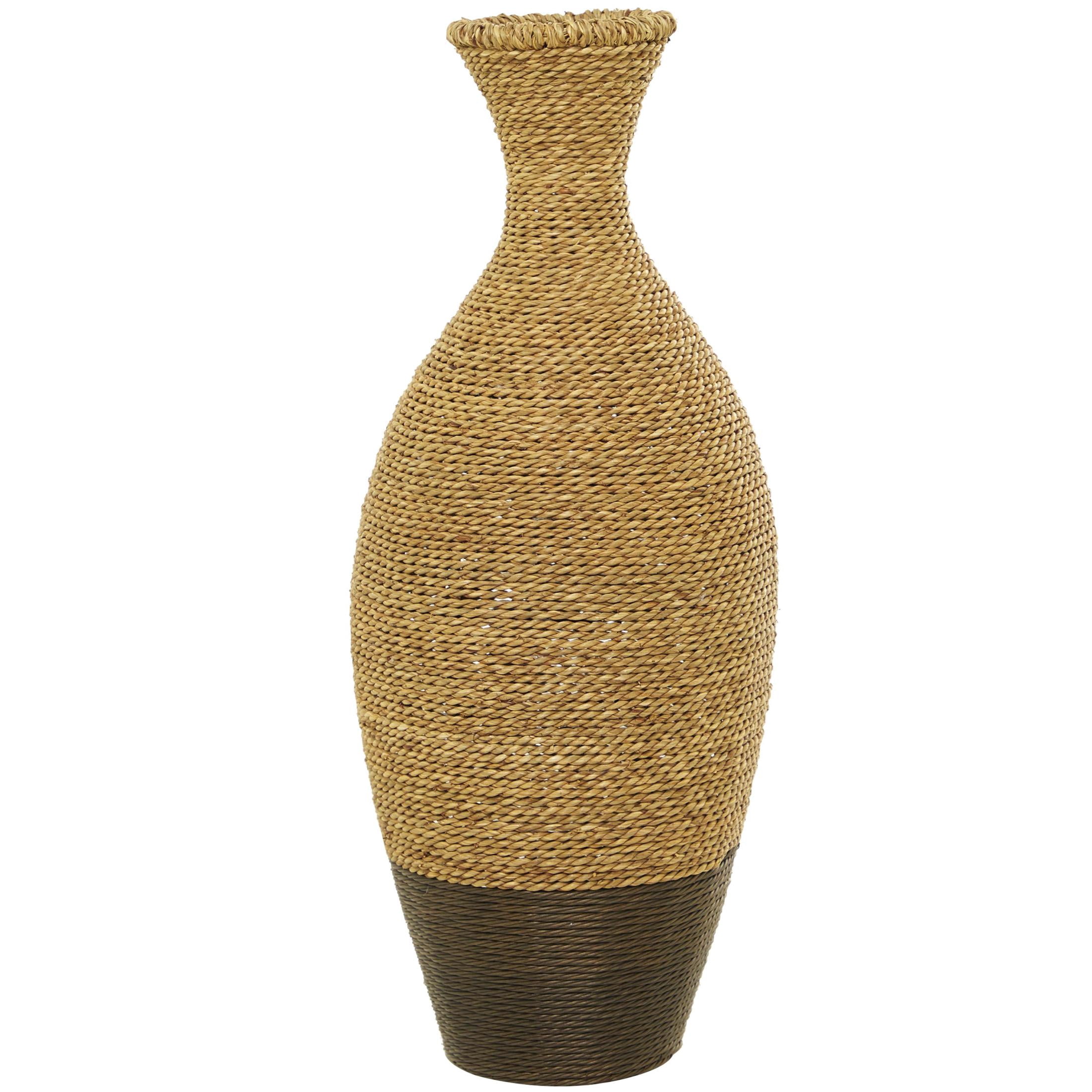 DecMode 27" Handmade Tall Woven Floor Brown Seagrass Vase
