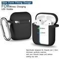 thumbnail image 4 of AirPods Case Cover , Soft Silicone Protective Cover with Keychain for Women Men Compatible with Apple AirPods 2nd 1st Generation Charging Case, Front LED Visible-Black, 4 of 5