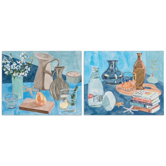 Stupell Industries Coastal Themed Still Lifes Plants & Flowers Painting Wrapped Canvas Art Print Wall Art, 20 x 16, Set of 2