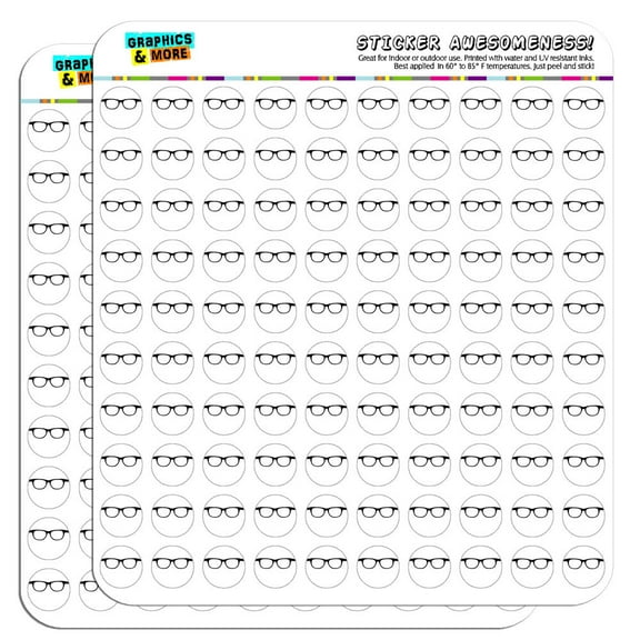 Hipster Glasses 1/2" (0.5") Scrapbooking Crafting Stickers