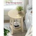 thumbnail image 3 of Natural Beige Small Round End Table. Features a Lower Shelf, Perfect as a Nightstand for Small Spaces in Living Rooms or Bedrooms., 3 of 6