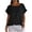 *Black-Short Sleeve, variant on Women's Linen Blend 3/4 Sleeve Crewneck Shirt ,Casual Cropped Loose Tops Beige,Womens Plus S