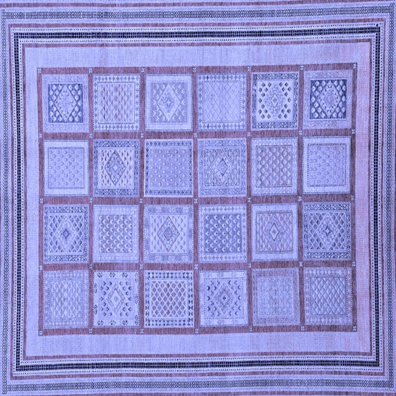 Ahgly Company Indoor Square Abstract Blue Modern Area Rugs, 6' Square