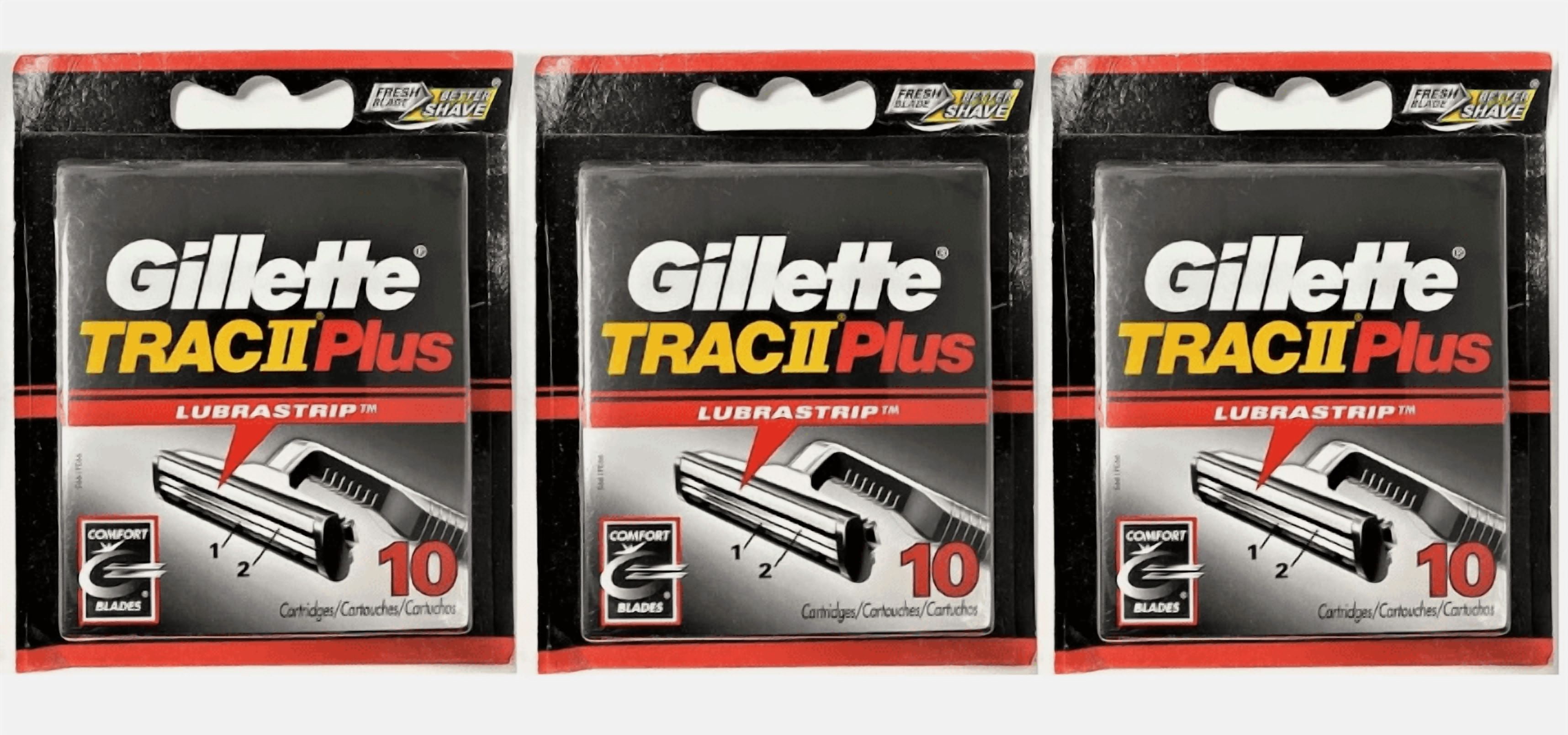 Gillette Trac II Plus Refill Razor Blades 10 ct. (Pack of 3)
