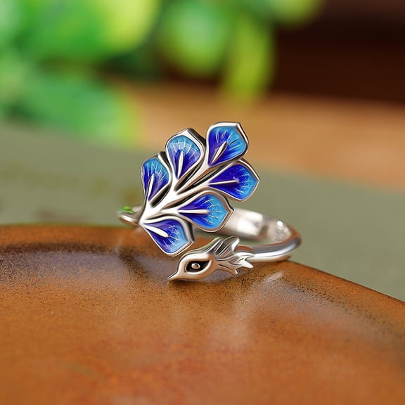 New 925 Sterling Silver Blue Peacock ​Wedding Rings For Women Engagement Wedding Fine Jewelry Jewellery