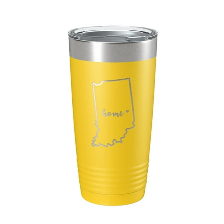 

Indiana Tumbler Home State Travel Mug Insulated Laser Engraved Map Coffee Cup 20 oz Yellow