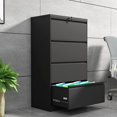 thumbnail image 4 of GAEANET Lateral File Cabinet,4 Drawer Metal File Cabinet with Lock,Home Office Steel Filing Cabinet,Assembly Required,Black, 4 of 6