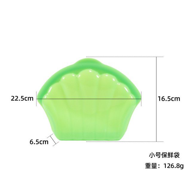 JilgTeok 5 Packs Shell Shape Silicone Fresh-keeping Bag Girly Creative Bags Storage Container for Meal Prep Leftovers Snacks Home Kitchen Gadgets