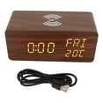 thumbnail image 2 of Wood LED Clock, Weekday Diasplay Dual Alarm 3 Dimmer Wooden Digital Alarm Clock  For Home, 2 of 8