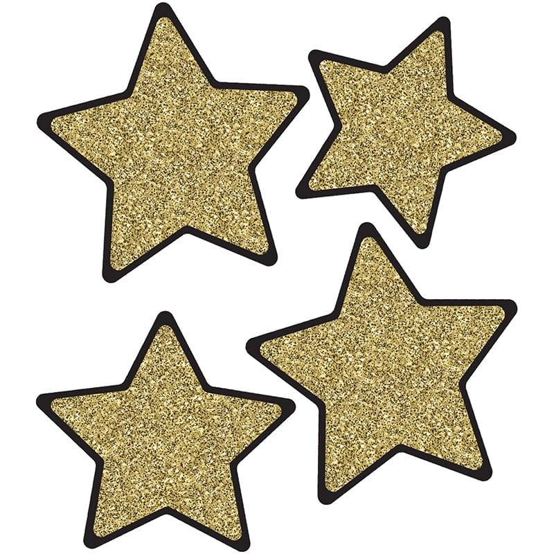 Solid Gold Glitter Stars Cut-Outs Sparkle and Shine