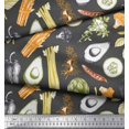thumbnail image 2 of Soimoi Grey polyester Crepe Fabric Mixed Vegetable Print Sewing Fabric Yard 52 Inch Wide, 2 of 3