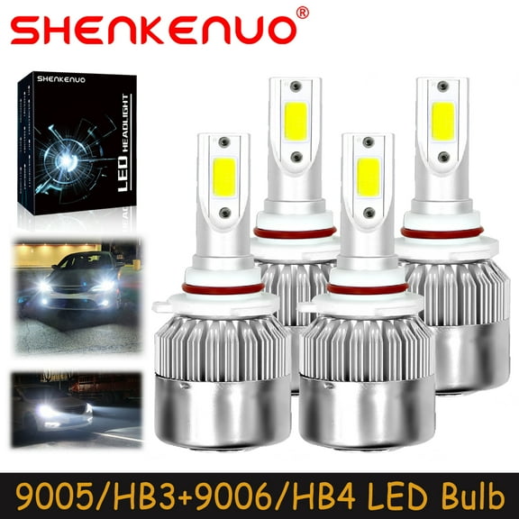 SHENKENUO For PONTIAC GRAND PRIX 2004-2008 - Combo LED Headlights Bulbs High Low Beam,9005 9006,6000K White,Pack of 4,C06