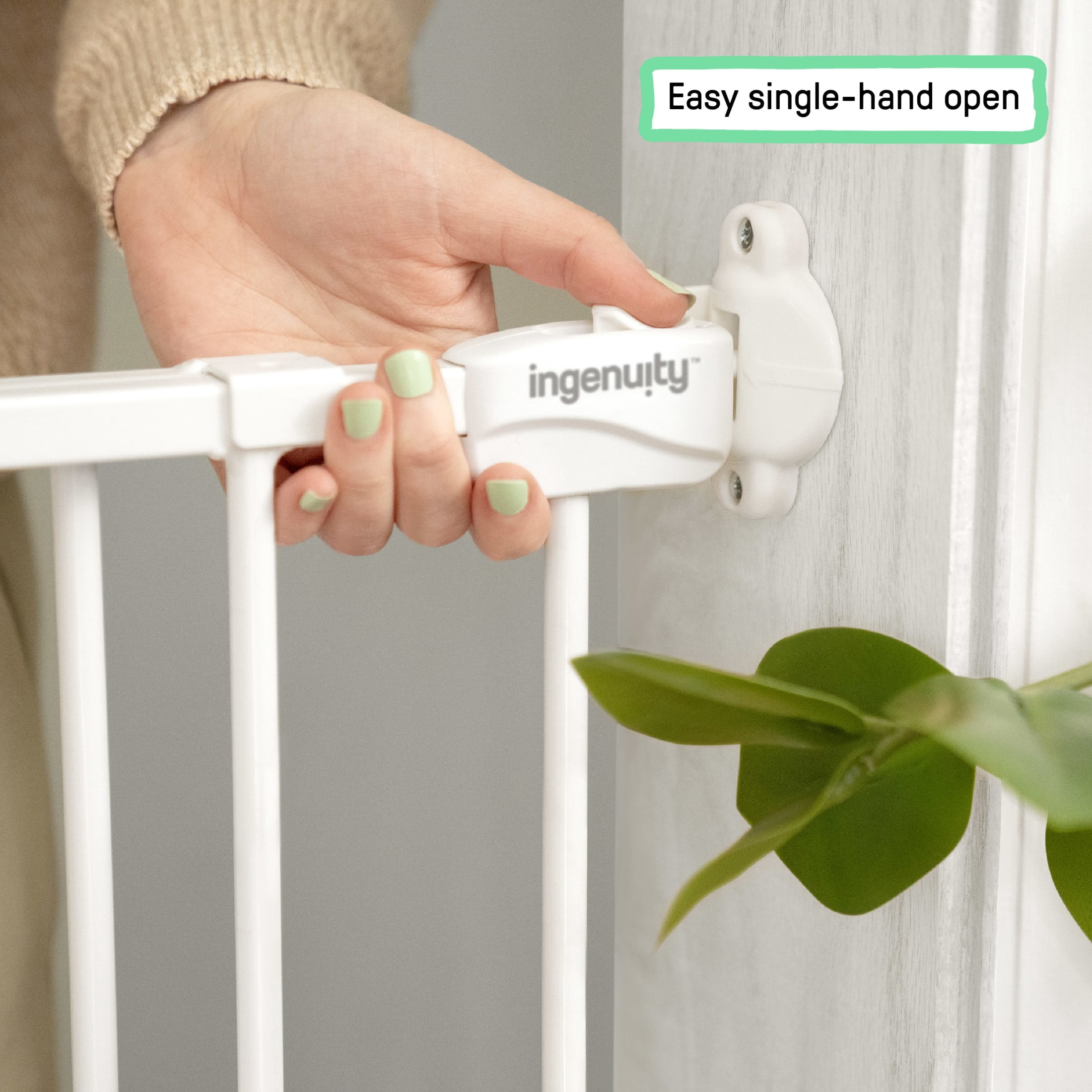 Ingenuity The Stairway 42W Series Safety Pet and Baby Gate, White Metal Finish, Openings from 28"-42" Wide, Ages 6-24 Months