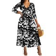 thumbnail image 1 of Vestido largo VisiChenup con cuello en V y manga larga con estampado africano, 1 of 3