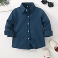 thumbnail image 2 of Ccpelsie Boys Dress Shirt Long Sleeve Solid Button Down Collared Shirt for School Church Weddings and Casual Wear Easy Care Machine Washable(A-Navy,4-5 Years), 2 of 5