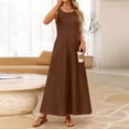 thumbnail image 5 of JULMCOMO Summer Dresses for Women Round Neck Sleeveless A Line Loose Fit Flowy Casual Maxi Dresses Beach Vacation Sundresses Coffee S, 5 of 5