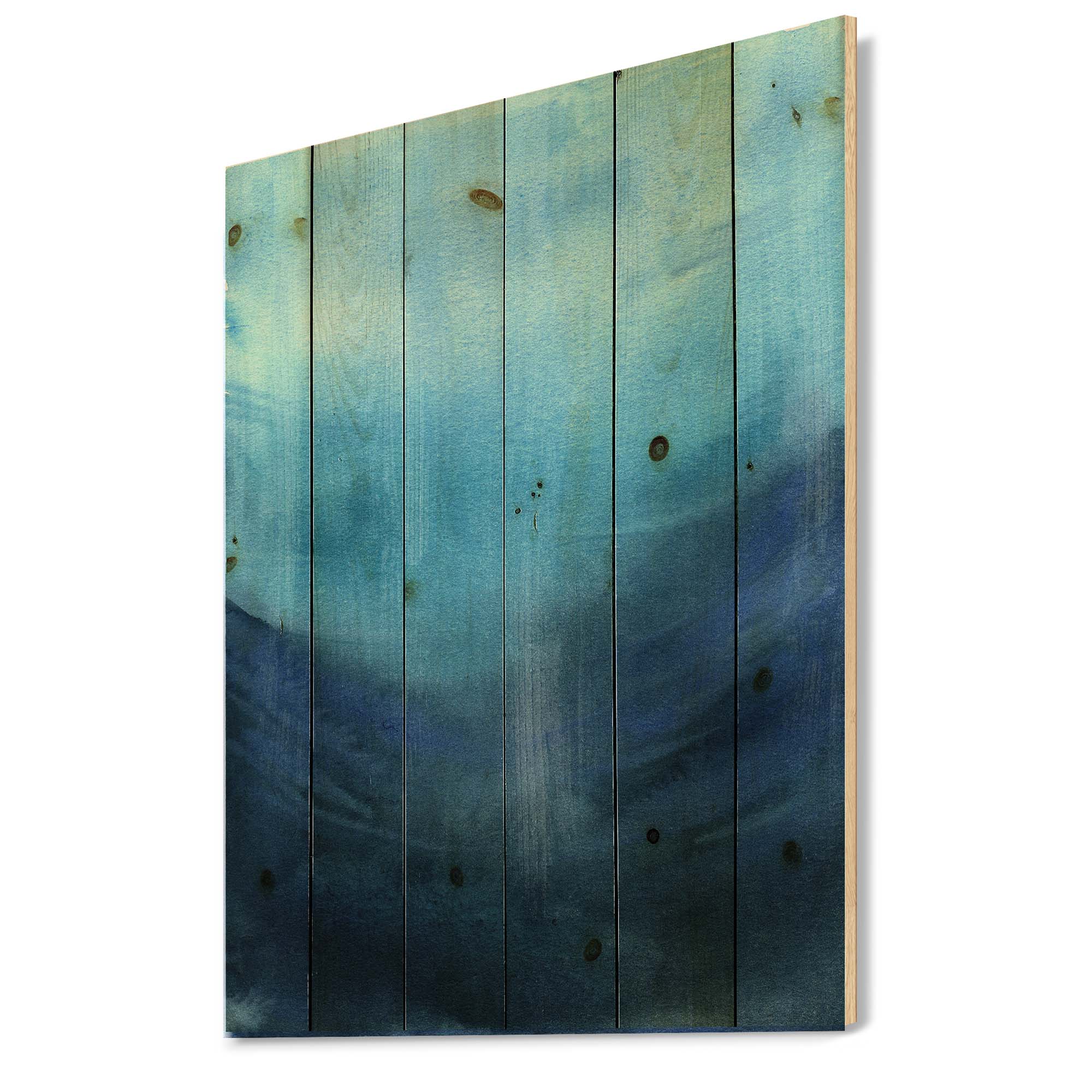 Designart 'Aquatic Underwater Compostion' Nautical & Coastal Print on Natural Pine Wood