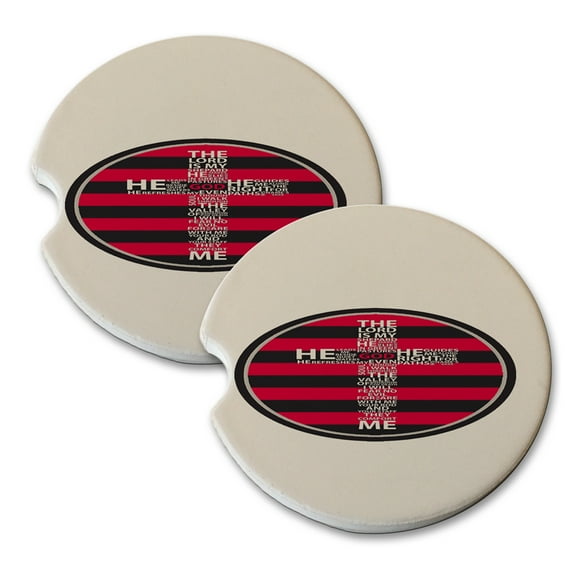 KuzmarK Sandstone Car Drink Coaster (set of 2) - Lords Prayer