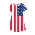 thumbnail image 5 of Zanarzt Infant Toddler Girl 4th Of July Outfit 4th of July Dress forToddler Baby Girl Star Stripes Print Short Sleeve Shirt Dresses Kids Independence Day Clothes Red,5-6 Years, 5 of 5