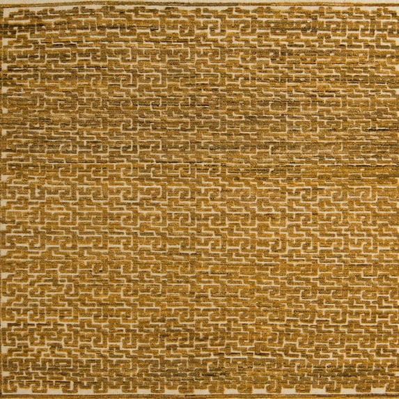 Ahgly Company Indoor Square Abstract Yellow Abstract Area Rugs, 8' Square