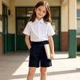 thumbnail image 6 of BRGZLK Boys Back to School Outfits 2026 Summer Short Sleeve Button Up Shirts and Shorts Sets Kids Formal Wear School Uniform Navy 13-14 Years, 6 of 9