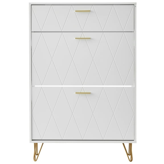 VEVOR Shoe Cabinet with 3 Flip Drawers, White, 54.01 lbs