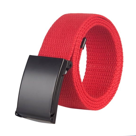 LSQii Women's Belts 18 Color Casual Canvas Web Belt with Flip Top Buckle Solid Color Adjustable for Jeans Pants for Outdoor Work Daily Wear Red