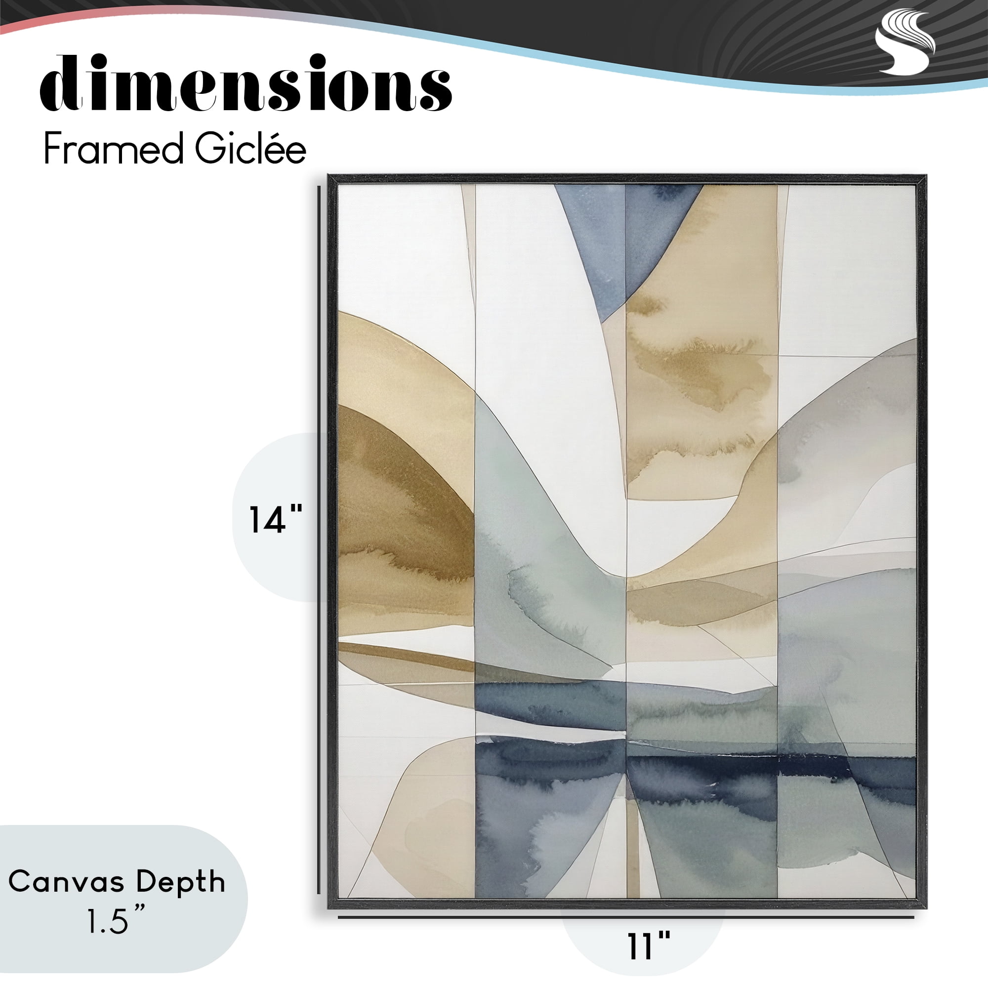 Stupell Industries Geographic Fluid Abstraction Black Framed Giclee Art, design by Alonza Saunders