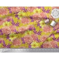 thumbnail image 3 of Soimoi Yellow Cotton Poplin Fabric Leaves & Peony Floral Print Sewing Fabric Yard 42 Inch Wide, 3 of 3